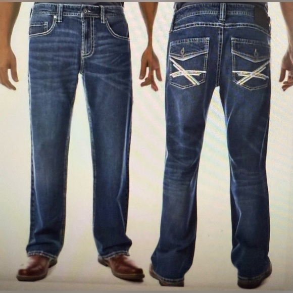TK Axel Mens Slim Boot Cut Blue Denim Jeans Size 40x32 - Picture 1 of 12